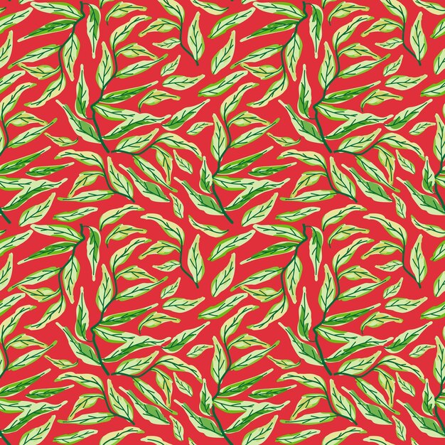 Vector seamless pattern with leaf green and black background