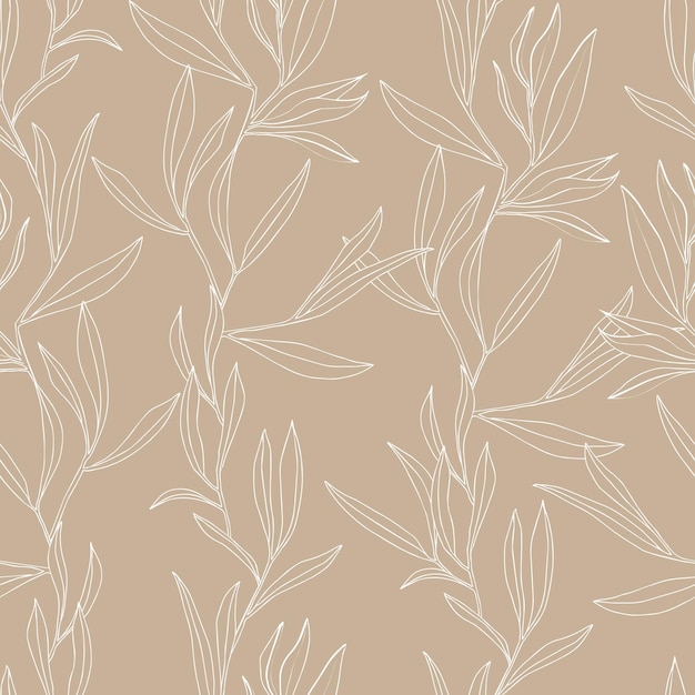 Vector seamless pattern with leaves Botanical illustration for wallpaper textile fabric clothing paper postcards