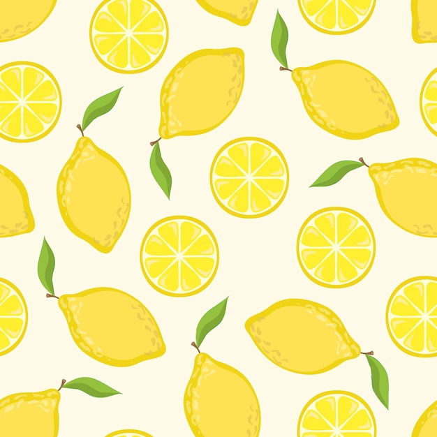 Vector vector seamless pattern with lemons drawn by hand modern fruit pattern