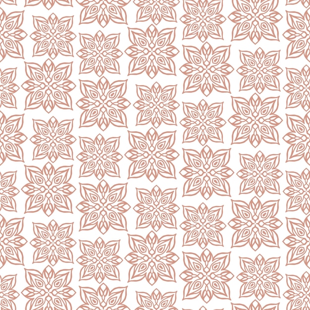 Vector seamless pattern with line floral abstract elements on a white background