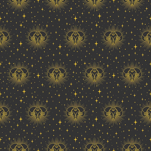 Vector seamless pattern with magical occult symbol