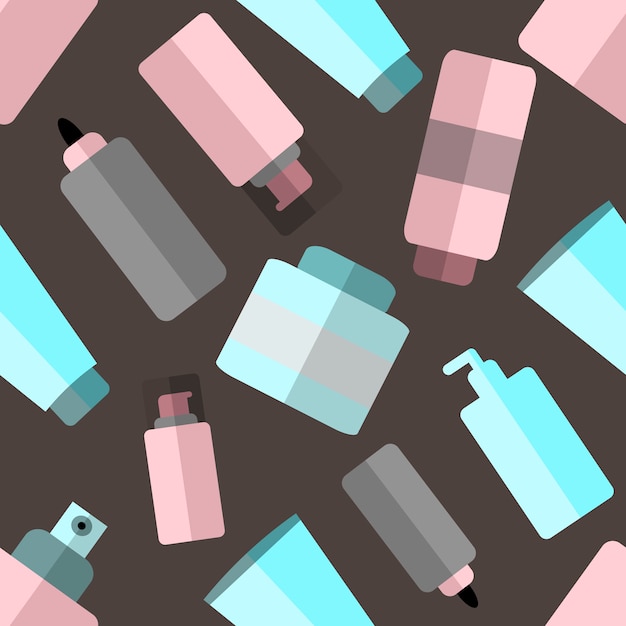 Vector vector seamless pattern with make up bottles