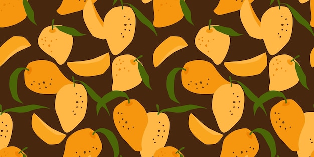Векторный бесшовный рисунок с манго Модные текстуры ручной работы Современный абстрактный дизайн