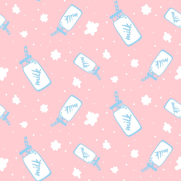 Vector seamless pattern with milk bottle.