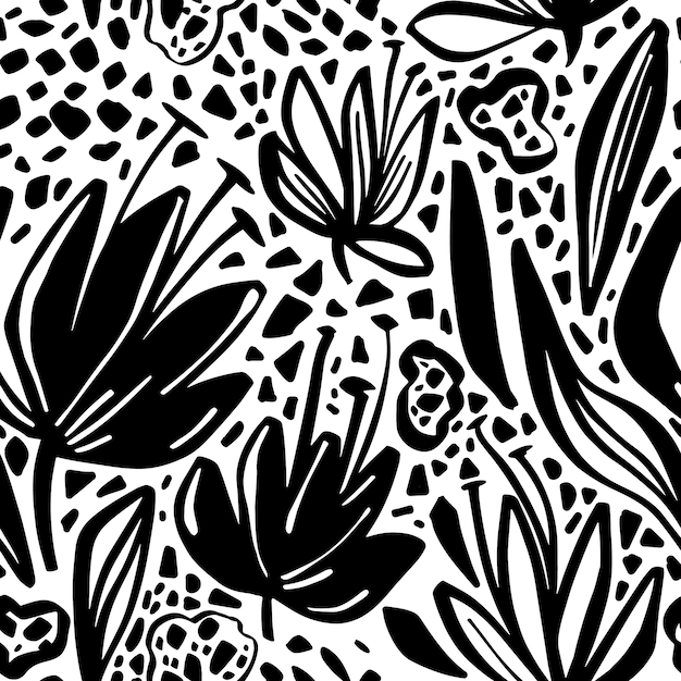 Vector seamless pattern with minimalistic floral motif.