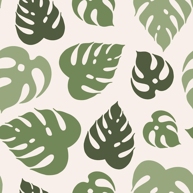Vector seamless pattern with monstera