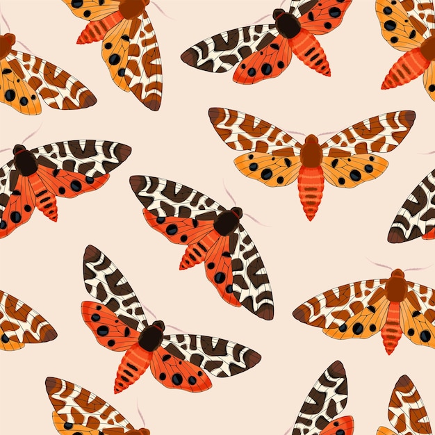 Vector seamless pattern with moth