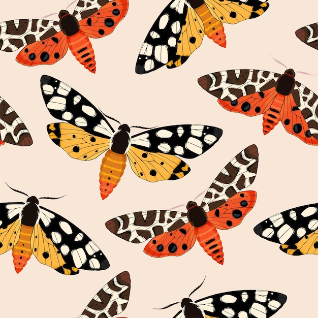 Vector seamless pattern with moth