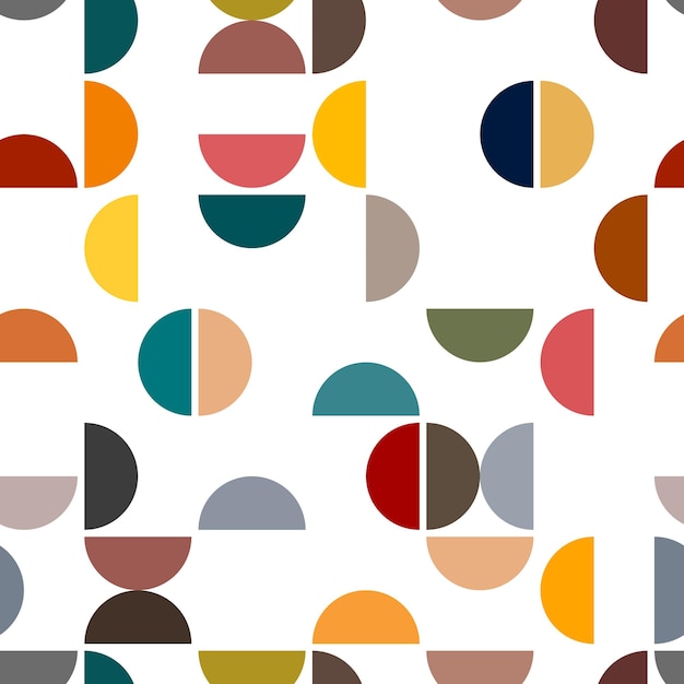 Vector vector seamless pattern with multicolored unordered semicircles wrapping paperxa