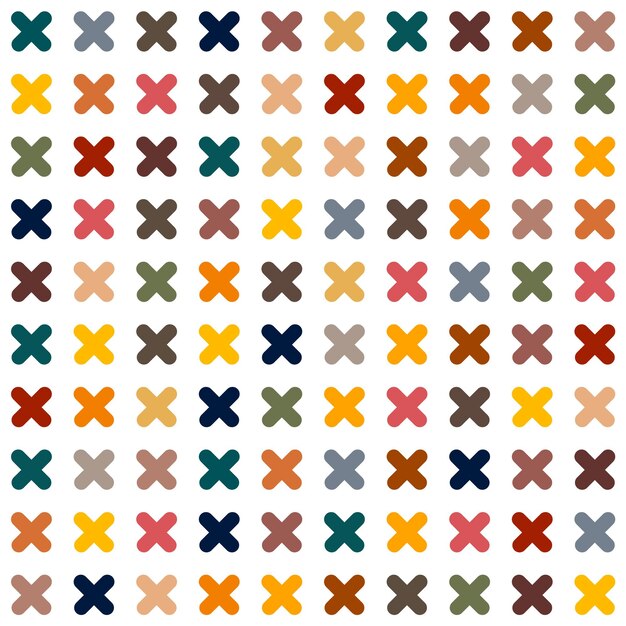 Vector seamless pattern with ordered multicolored crosses Geometric multicolored print