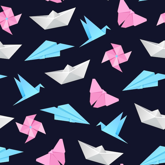 Vector vector seamless pattern with origami figures