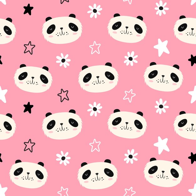 Vector seamless pattern with pandas