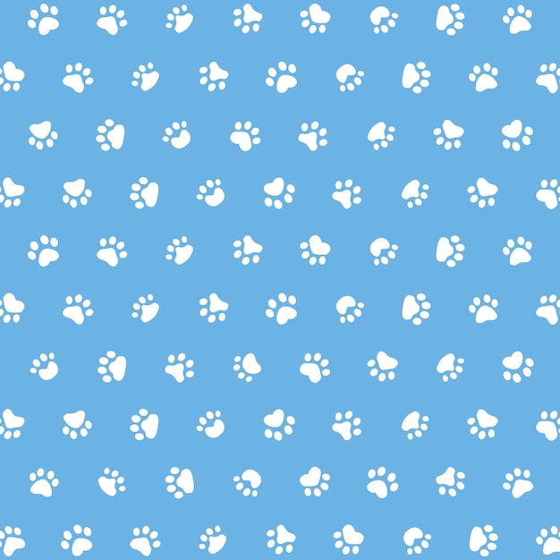 Vector vector seamless pattern with paw print on blue background animal print vector illustration