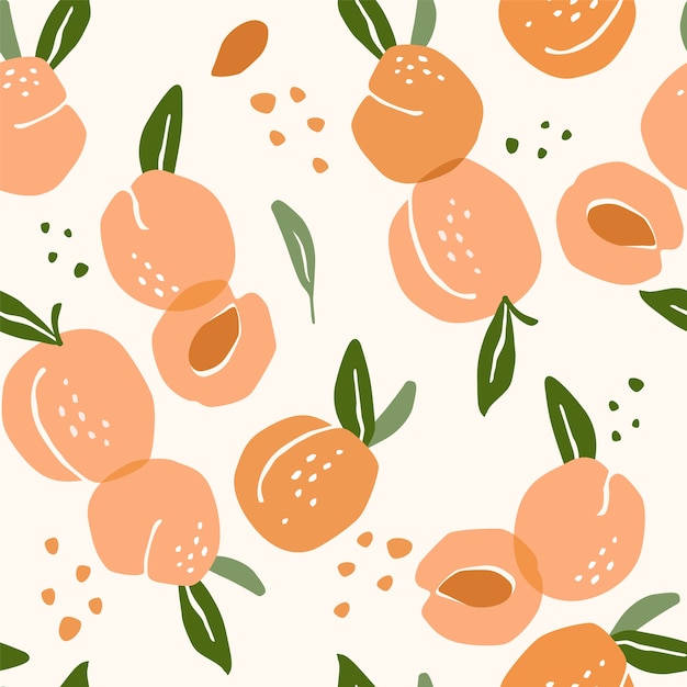 Vector seamless pattern with peaches