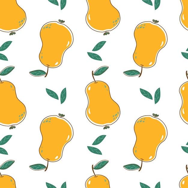 Vector seamless pattern with pears in flat style