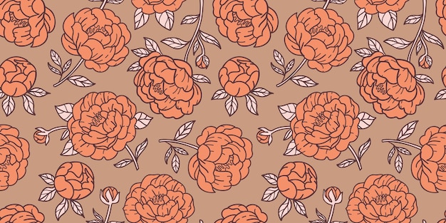 Vector vector seamless pattern with peonies for fabric wallpaper and wrapping paper