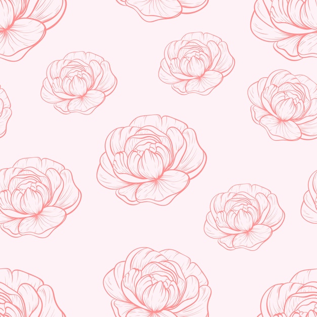 Vector vector seamless pattern with peonies