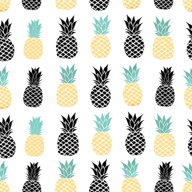 Vector Seamless Pattern with Pineapples