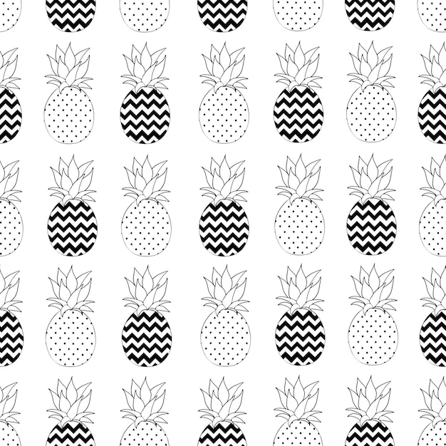 Vector seamless pattern with pineapples