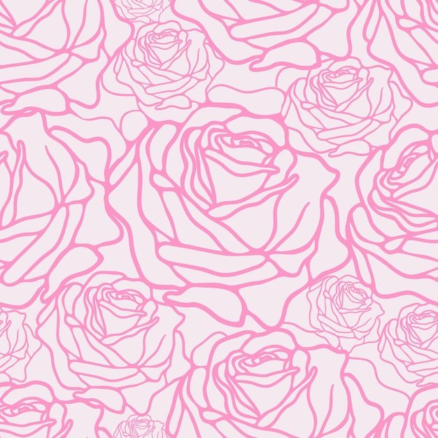 Vector vector seamless pattern with pink roses abstract tender background