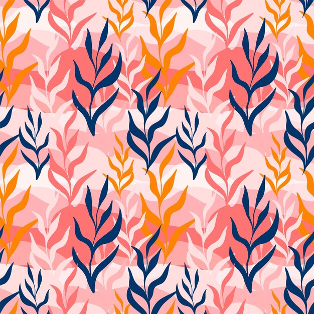 Vector seamless pattern with plant elements, endless background for fabric design