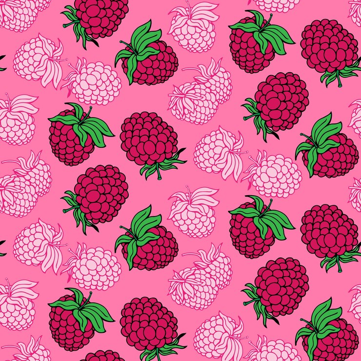 Vector vector seamless pattern with raspberries.