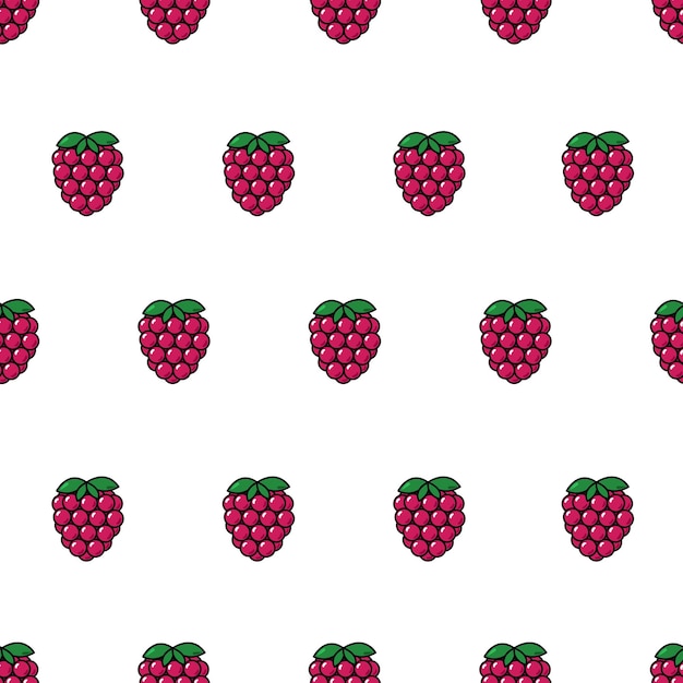 Vector seamless pattern with raspberry. Repeating fruit icon on white