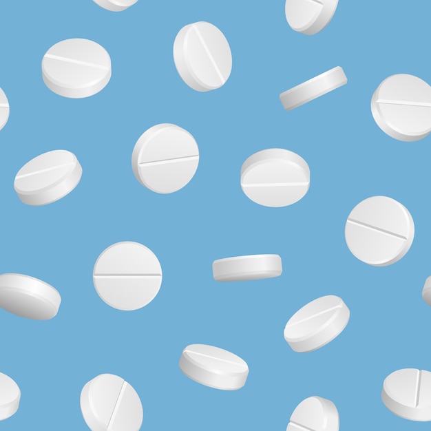 Vector seamless pattern with realistic medical pills.