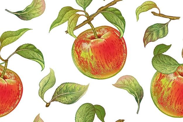 Vector vector seamless pattern with red apples