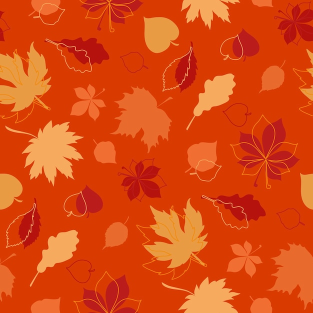 Vector vector seamless pattern with red autumn leaves