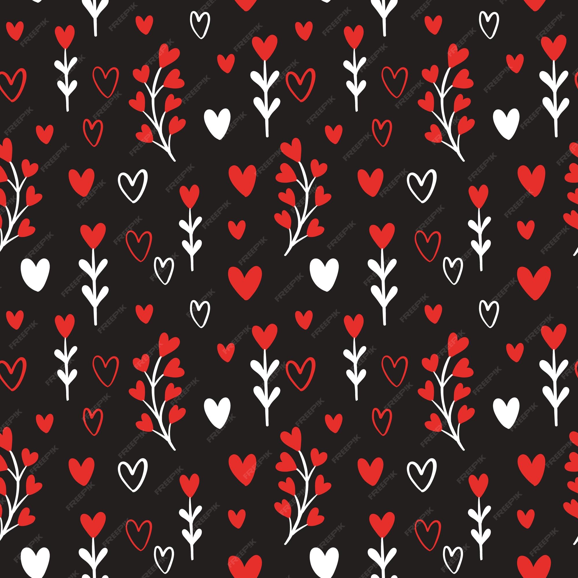 Premium Vector | Vector seamless pattern with red and black hearts ...