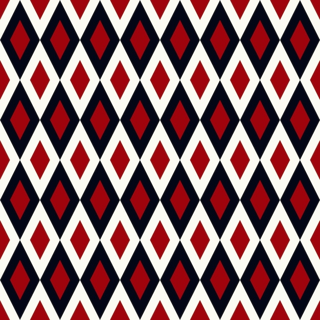 Vector seamless pattern with red white and black rhombuses