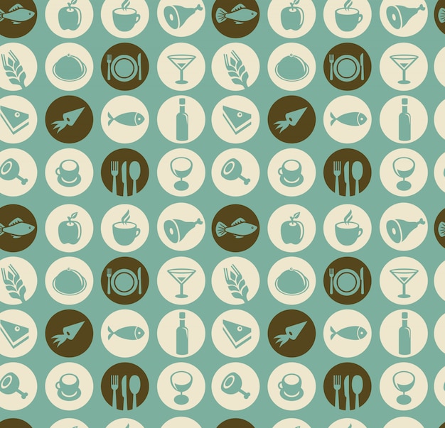 Vector vector seamless pattern with restaurant and food elements