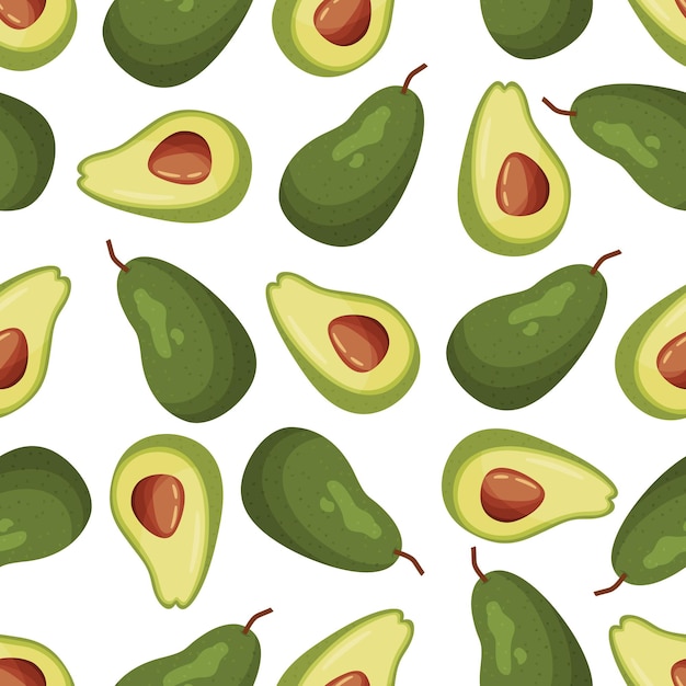 Vector vector seamless pattern with ripe avocados