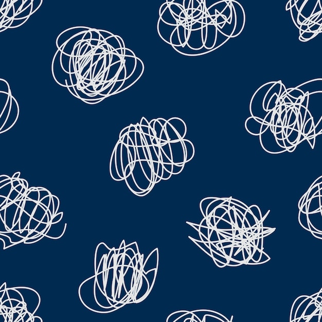 Vector seamless pattern with scribble circles Abstract hand drawn background for design and decorat