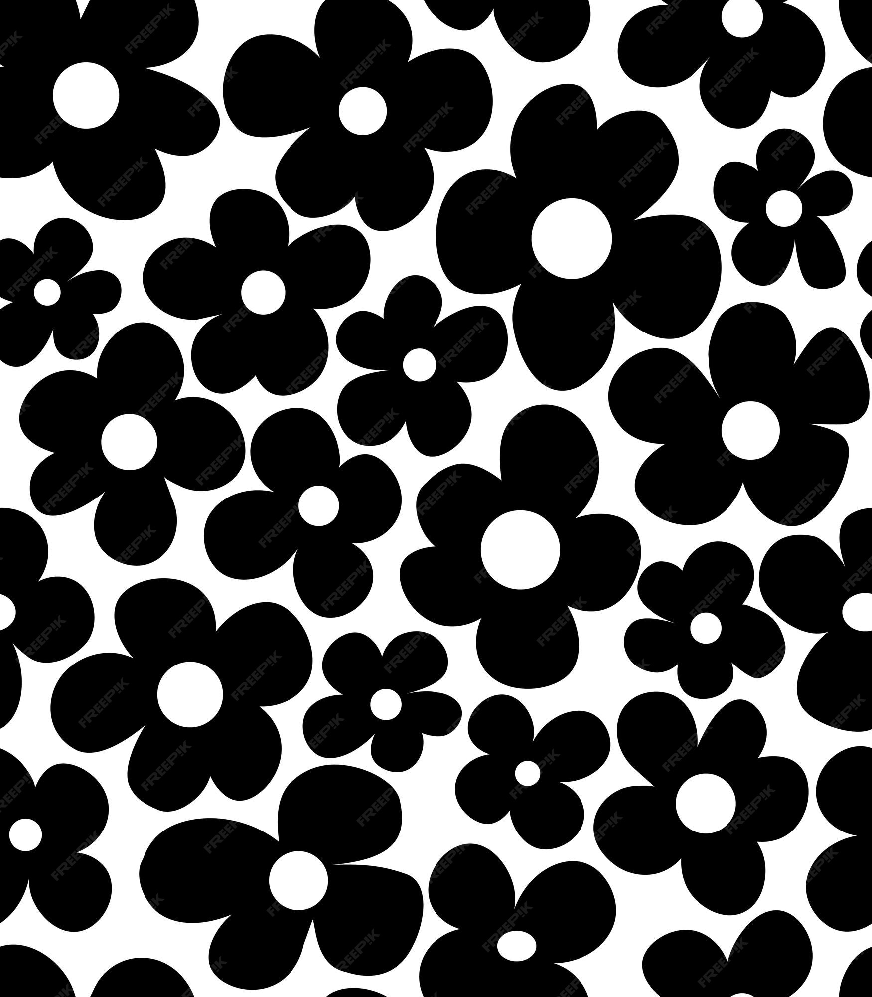 Premium Vector | Vector seamless pattern with simple black camomile flower flat isolated background wallpaper doodle floral wrapping paper drawing sketch illustration botanical textile print Premium Vector | Vector seamless pattern with simple black camomile flower flat isolated background wallpaper doodle floral wrapping paper drawing sketch illustration botanical textile print