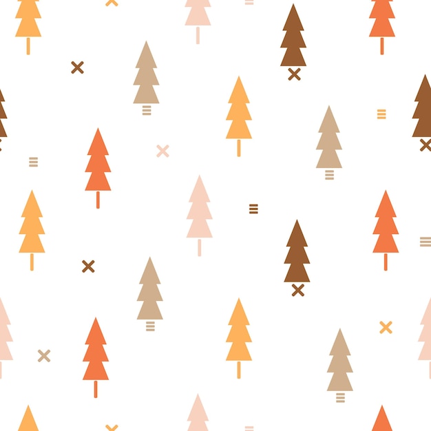 Vector seamless pattern with simple pine trees