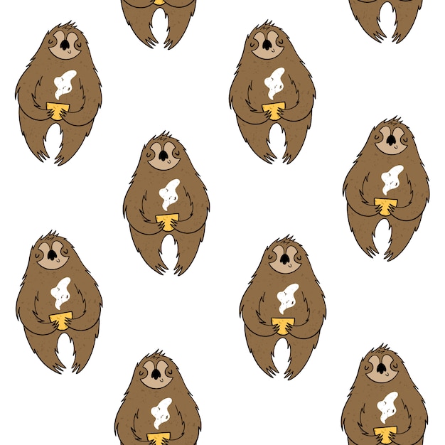 Vector vector seamless pattern with sloths