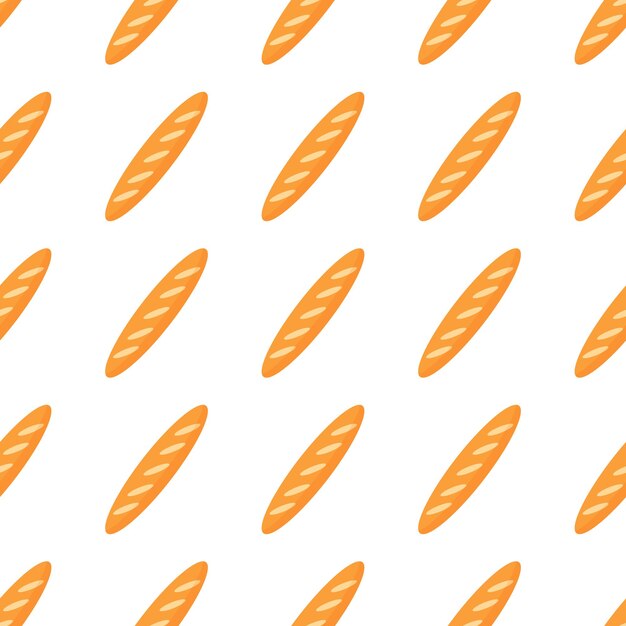 부드러운 신선한 빵 또는 흰색 배경에 고립 된 바게트와 벡터 원활한 패턴