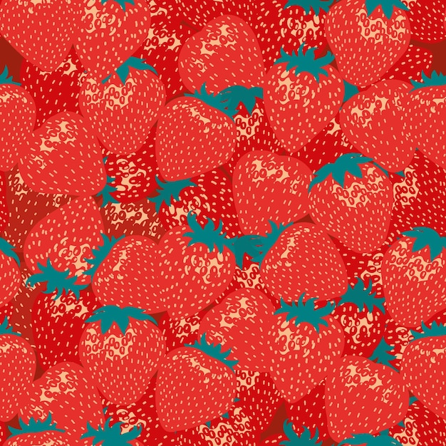 Vector vector seamless pattern with strawberries . flat illustration