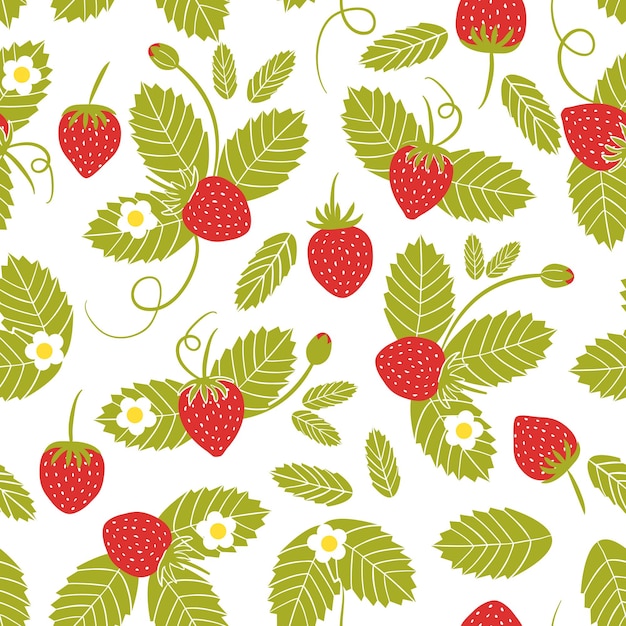 Vector vector seamless pattern with strawberry fresh berry background for textile wrapping paper design