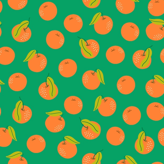 Vector seamless pattern with tangerines. Exotic citrus fruits. Abstract background. Digital paper.