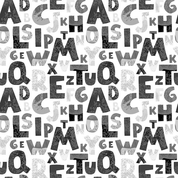 Reticolo senza giunte con lettere strutturate su sfondo bianco alphabet