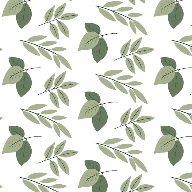 Vector vector seamless pattern with tree branches. pattern with green leaves. vector illustration