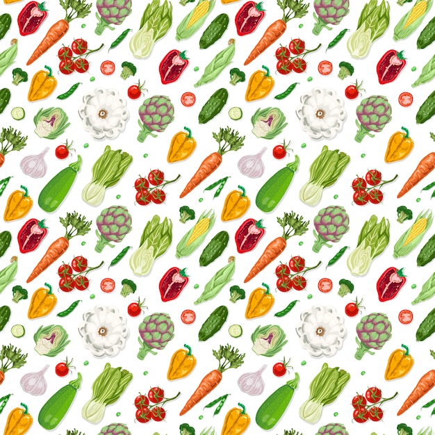 Vector seamless pattern with vegetables