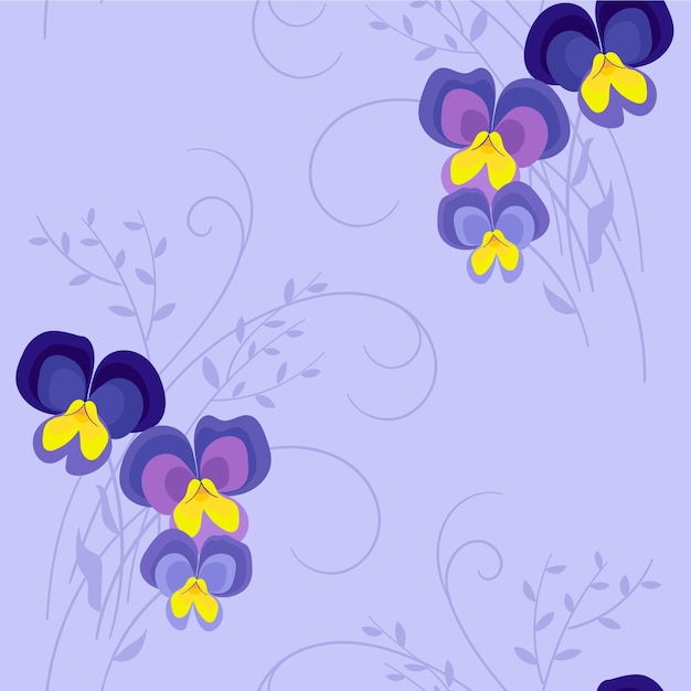 Vector seamless pattern with violets on a soft lilac background