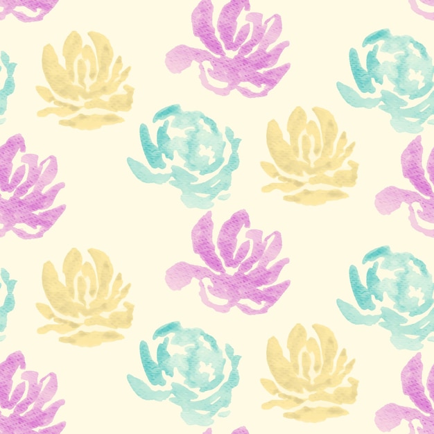 Vector seamless pattern with watercolor flowers
