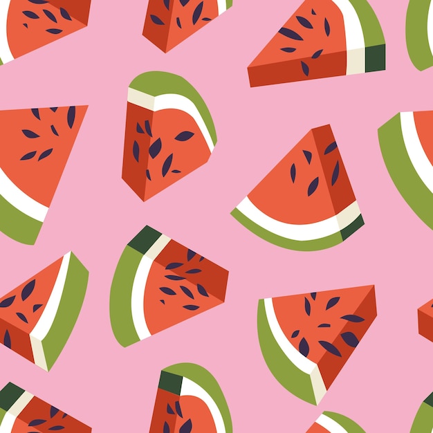 Vector seamless pattern with watermelon fruits abstract design for paper cover fabric