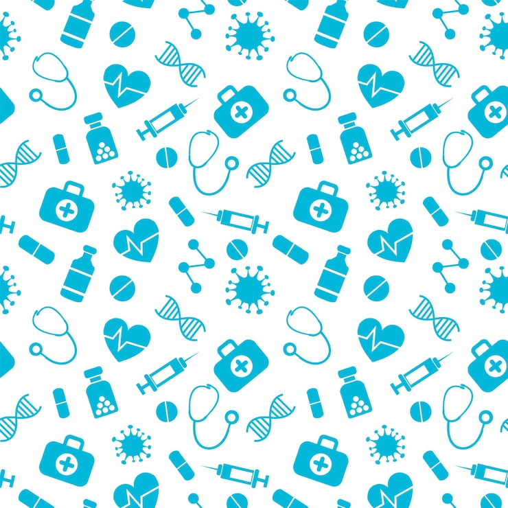 Vector vector seamless pattern with white medical elements on white background