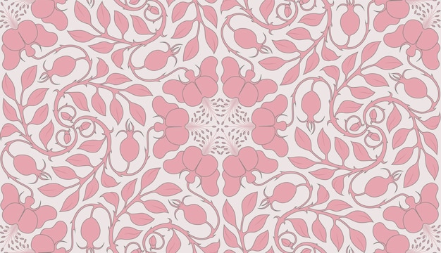 Vector seamless pattern with wild rose in vintage style